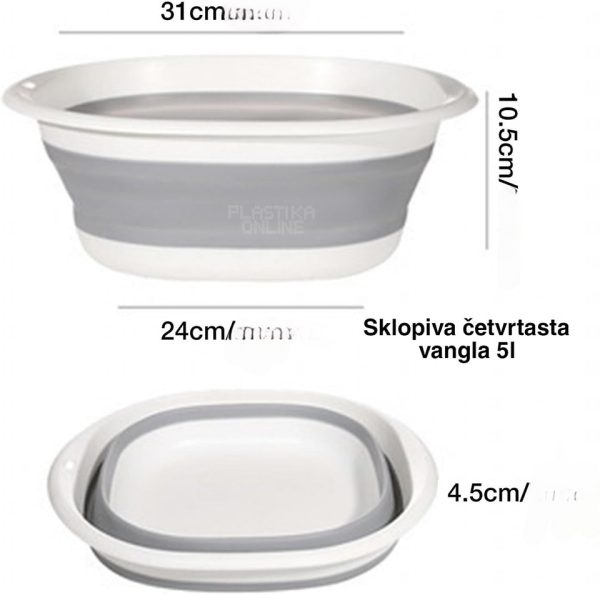 Sklopiva četvrtasta vangla 5l, sklopiva vangla, vangla 5l, plasticna vangla 5l koja se sklapa