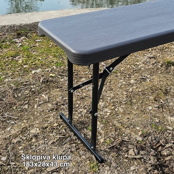 Sklopiva klupa 183x28x43cm crna, sklopiva klupa, plasticne klupe, plastične sklopive klupe, sklopive klupe, klupa sklopiva