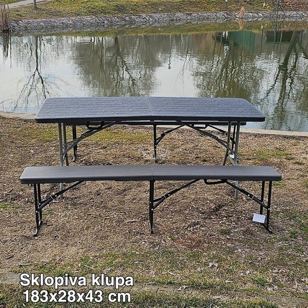 Sklopiva klupa 183x28x43cm crna, sklopiva klupa, plasticne klupe, plastične sklopive klupe, sklopive klupe, klupa sklopiva