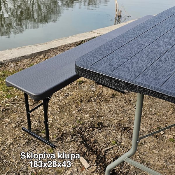Sklopiva klupa 183x28x43cm crna, sklopiva klupa, plasticne klupe, plastične sklopive klupe, sklopive klupe, klupa sklopiva