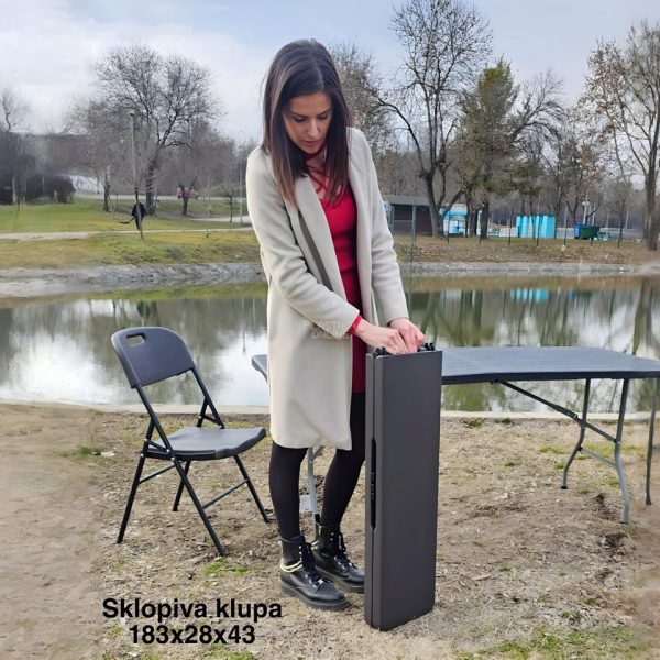Sklopiva klupa 183x28x43cm crna, sklopiva klupa, plasticne klupe, plastične sklopive klupe, sklopive klupe, klupa sklopiva