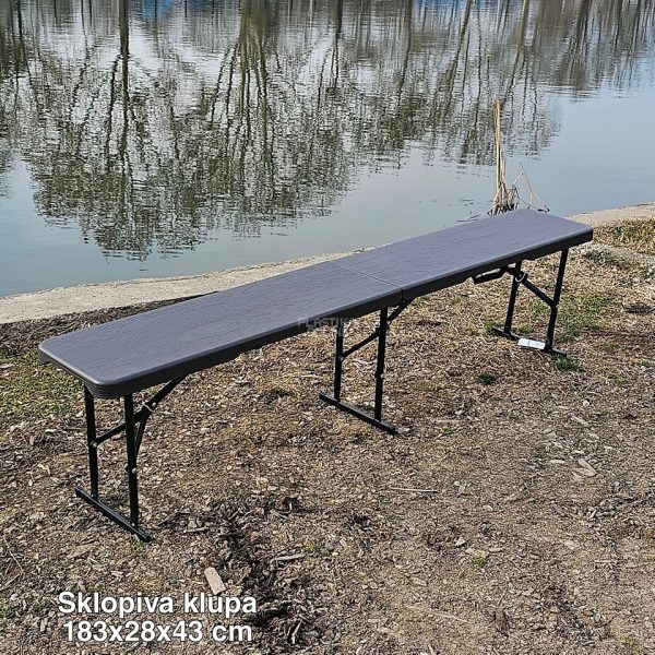 Sklopiva klupa 183x28x43cm crna, sklopiva klupa, plasticne klupe, plastične sklopive klupe, sklopive klupe, klupa sklopiva