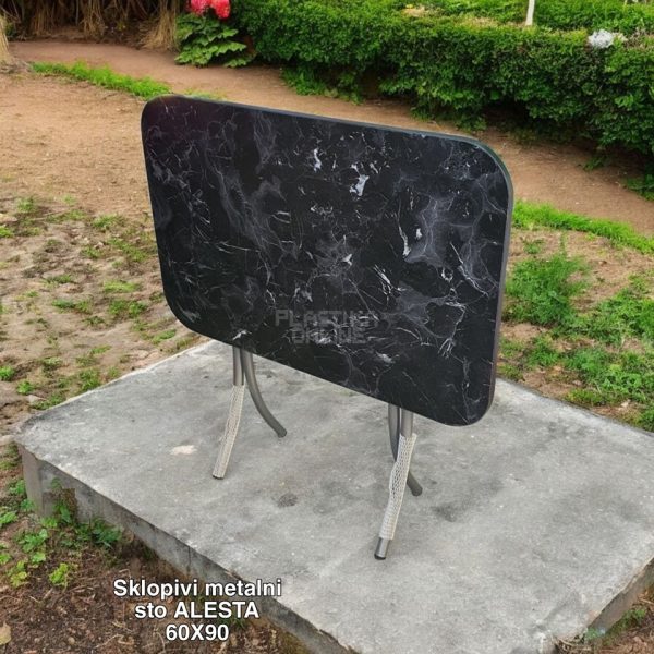 Sklopivi metalni sto 60x90 ALESTA Black - Image 4