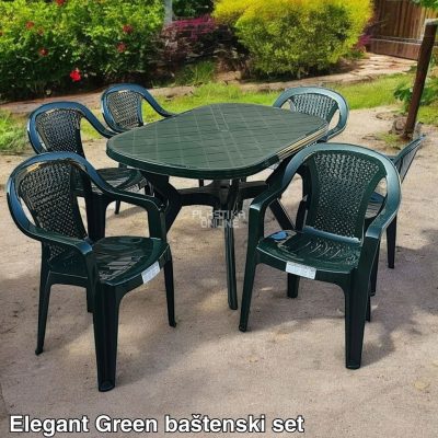 Baštenski Set Elegant Red - Plastični Sto Ovalni 120x80cm I 6 Stolica Elegant u bordo boji, plasticne stolice, plasticni sto