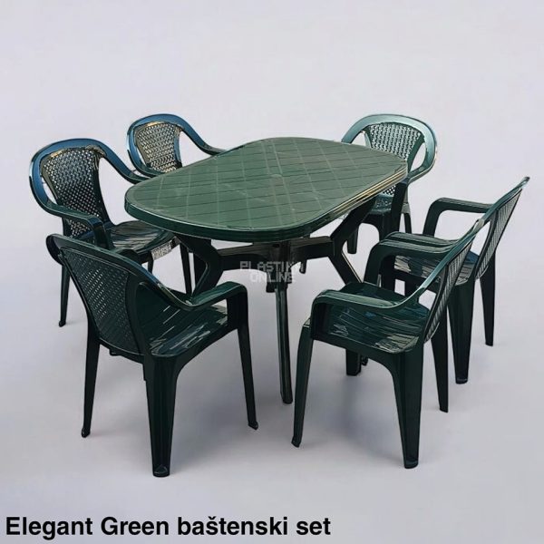 Baštenski Set Elegant Red - Plastični Sto Ovalni 120x80cm I 6 Stolica Elegant u bordo boji, plasticne stolice, plasticni sto