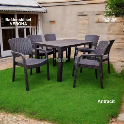 Bastenski set verona, plasticne stolice, bastenski set , bastenski sto i stolice, plasticni sto i stolice akcija verona antracit