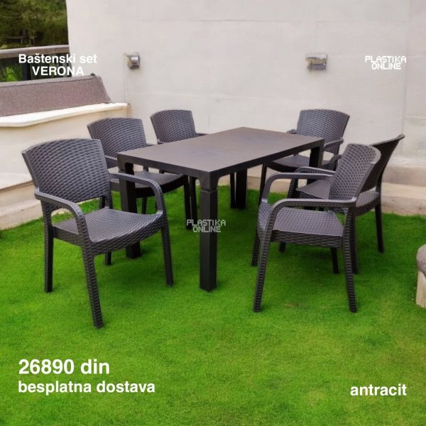 Bastenski set verona, plasticne stolice, bastenski set , bastenski sto i stolice, plasticni sto i stolice akcija verona antracit