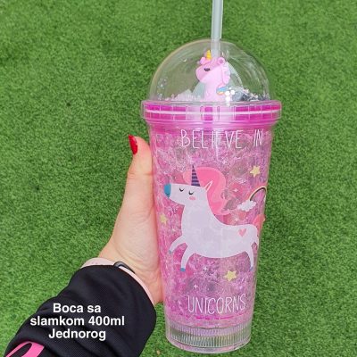 Boca sa slamkom 400 ml, plasticna casa za decu, caša sa slamcicom, decija casa