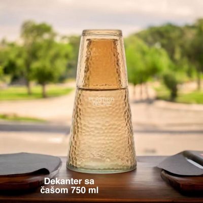 Dekanter sa čašom 750ml, stakleni dekanter, elegantni dekanter, flaša za vodu