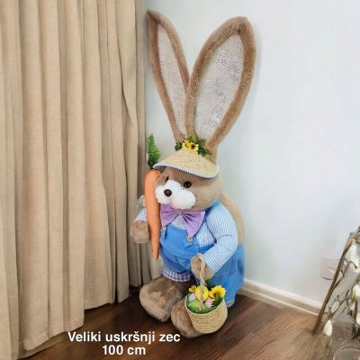 Veliki uskršnji zec 100 cm MILE, ukrasni zec za Uskrs, uskršnja dekoracija , veliki uskršnji ukrasi, zeka za Uskrs, ukrasi za uskršnji sto, dekoracija za Uskrs za prodavnice