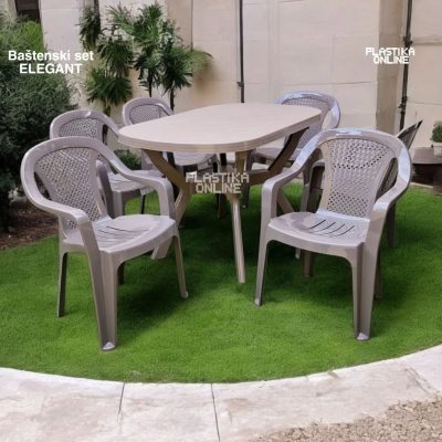 Baštenski Set Elegant MOKA – Sto Ovalni 120x80cm i 6 Stolica Elegant