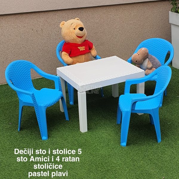 Dečiji sto i stolice 5, deciji sto, decije stolice, plasticne stolice za decu , plasticni sto za decu pastel plavi