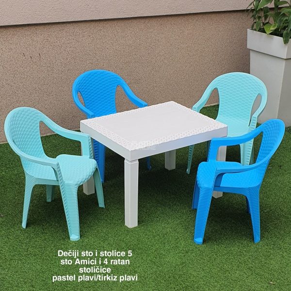 Dečiji sto i stolice 5, deciji sto, decije stolice, plasticne stolice za decu , plasticni sto za decu pastel plavi tirkiz