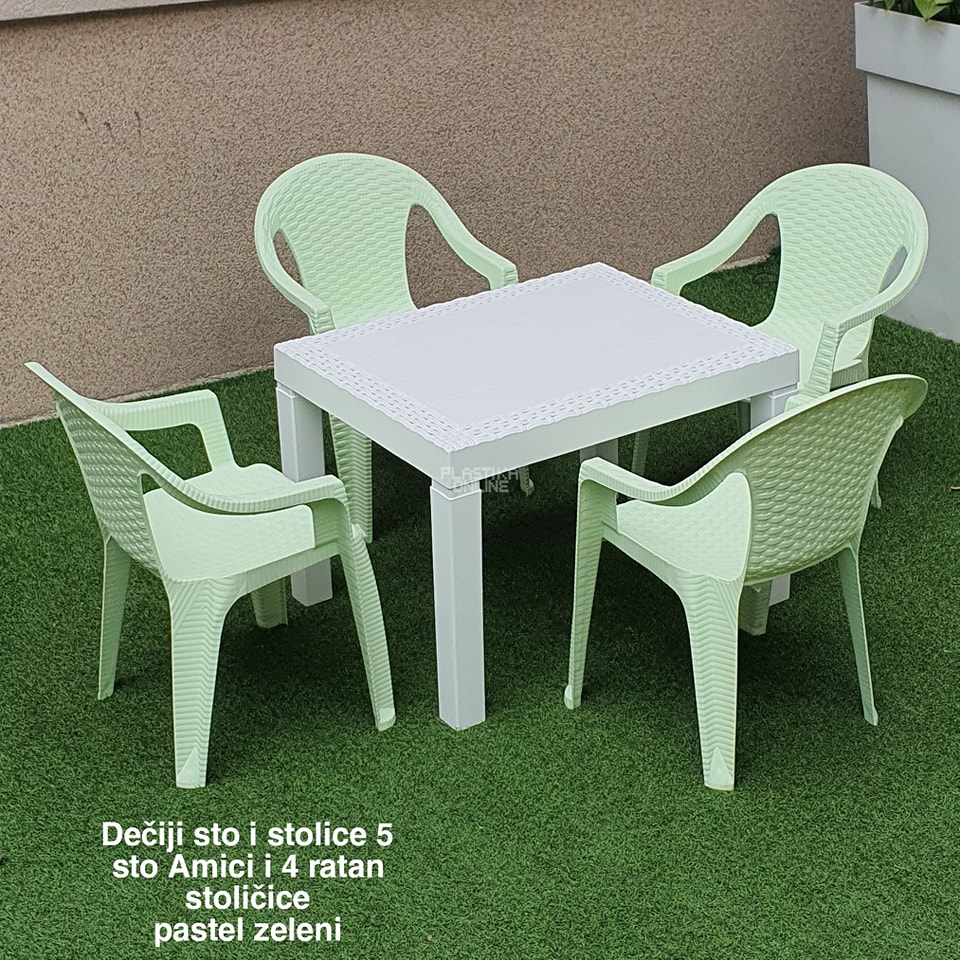Dečiji sto i stolice 5, deciji sto, decije stolice, plasticne stolice za decu , plasticni sto za decu pastel zeleni