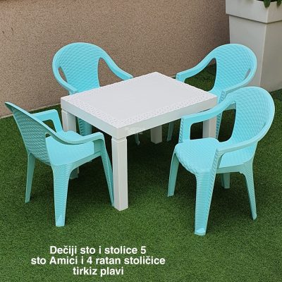 Dečiji sto i stolice 5, deciji sto, decije stolice, plasticne stolice za decu , plasticni sto za decu tirkiz