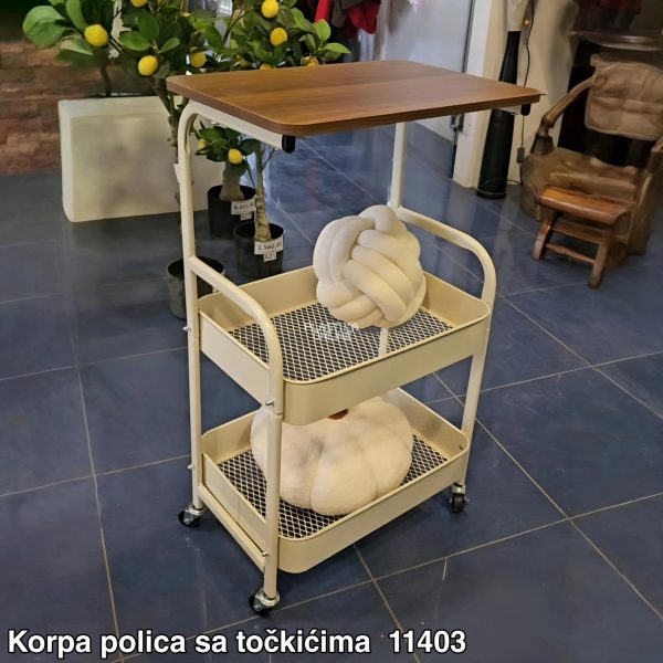 Korpa polica sa točkićima 30x44, metalna polica na 2 nivoa, polica sa točkićima