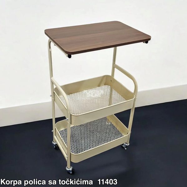 Korpa polica sa točkićima 30x44, metalna polica na 2 nivoa, polica sa točkićima