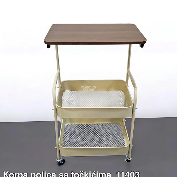 Korpa polica sa točkićima 30x44, metalna polica na 2 nivoa, polica sa točkićima