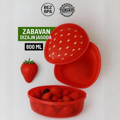 Plastične kutije za hranu 800ml JAGODA