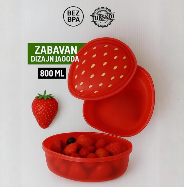 Plastične kutije za hranu 800ml JAGODA