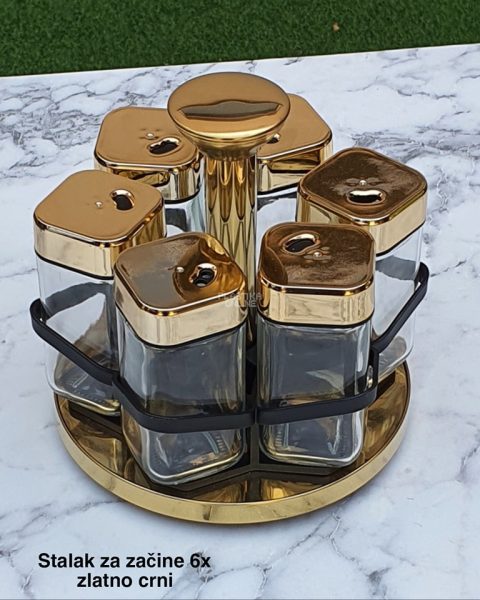 Rotirajući stalak za začine 6x , Spice set 6 u 1 , Rotirajući spice holder , Stalak za začine 6 teglica , Rotirajući stalak za začine od stakla