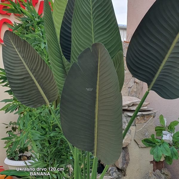 Ukrasno drvo 120 cm BANANA , Veštačko drvo banane 130 cm, Banana drvo za dekoraciju, Dekorativno drvo banane, Veštačka biljka banana – 130 cm, Banana drvo veštačko 130 cm