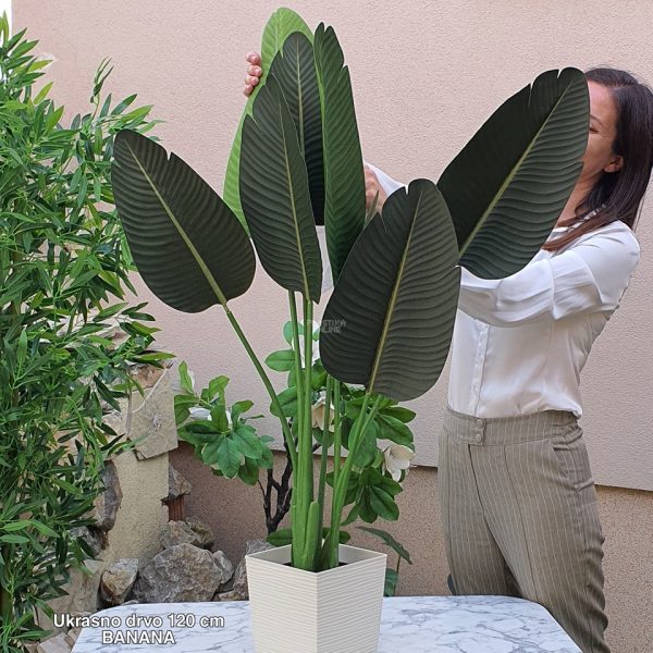 Ukrasno drvo 120 cm BANANA , Veštačko drvo banane 130 cm, Banana drvo za dekoraciju, Dekorativno drvo banane, Veštačka biljka banana – 130 cm, Banana drvo veštačko 130 cm