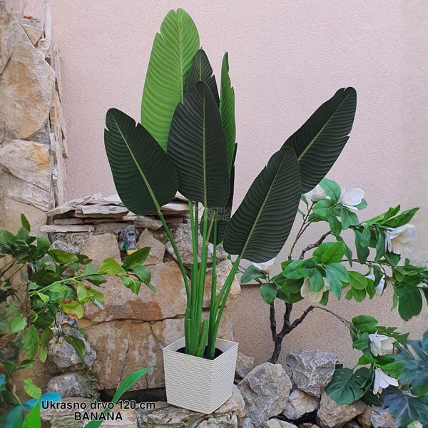 Ukrasno drvo 120 cm BANANA , Veštačko drvo banane 130 cm, Banana drvo za dekoraciju, Dekorativno drvo banane, Veštačka biljka banana – 130 cm, Banana drvo veštačko 130 cm