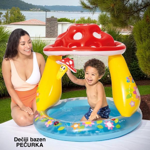 Bazen za decu 102cm x 89cm , Plastični bazen za decu, Bazen za decu sa tendom,pečurka
