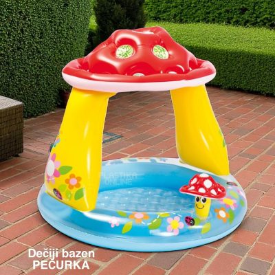 Bazen za decu 102cm x 89cm , Plastični bazen za decu, Bazen za decu sa tendom,pečurka