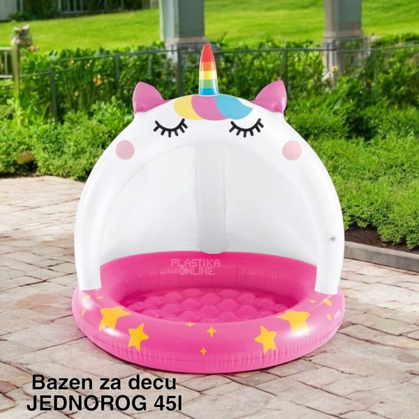 Bazen za decu Jednorog 45 L, bazen sa UV zaštitom, bazen 45 L, dečiji bazen za dvorište, siguran bazen za decu