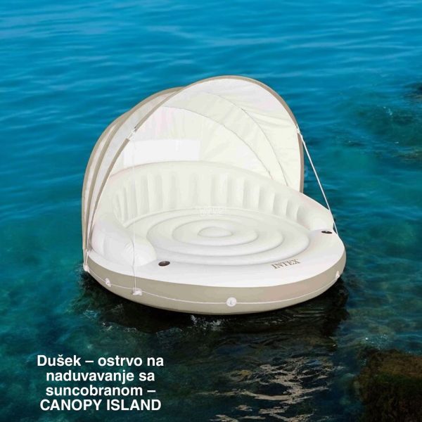 dušek CANOPY ISLAND 200 kg , Ostrvo na naduvavanje sa suncobranom , ležaj za vodu , Dušek sa držačima za piće, intex dušek sa naslonom, ležaj za vodu , Plutajuće ostrvo za dvoje, dušek sa tendom