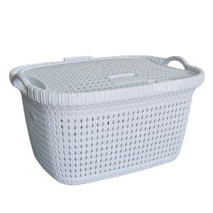 Korpa za čist veš sa poklopcem 30l Rio Knit bela (47x36xh27)