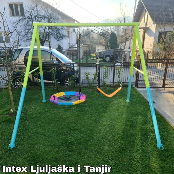 Ljuljaška set za dvorište 235 x 254 x 200 cm, Ljuljaška za dvorište, Set za ljuljanje za decu, Ljuljaška sa tanjirom i sedištem