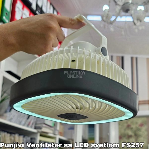 Punjivi ventilator sa LED svetlom FS-257, Punjivi ventilator, Prenosivi ventilator sa baterijom, Tihi ventilator , Ventilator sa LED svetlom, Ventilator bez kabla