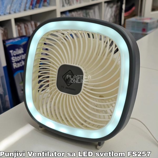 Punjivi ventilator sa LED svetlom FS-257, Punjivi ventilator, Prenosivi ventilator sa baterijom, Tihi ventilator , Ventilator sa LED svetlom, Ventilator bez kabla