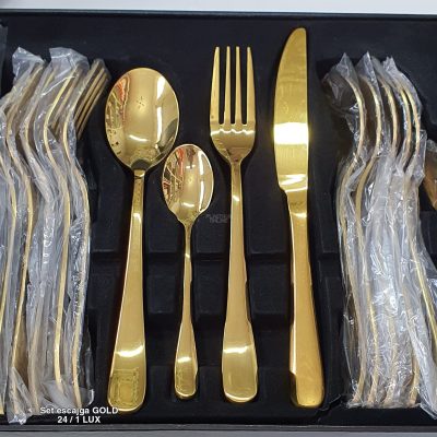 Set escajga Gold 24-1 lux , escajg za 6 osoba, escajg za rucavanje, pribor za jelo , elegantan set za rucavanje, zlatan set za rucavanje