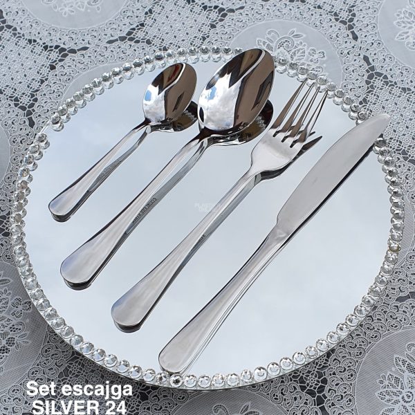 Set escajga silver 24 -1 , escajg za 6 osoba, escajg za rucavanje, pribor za jelo , elegantan set za rucavanje, zlatan set za rucavanje