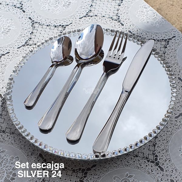 Set escajga silver 24 -1 , escajg za 6 osoba, escajg za rucavanje, pribor za jelo , elegantan set za rucavanje, zlatan set za rucavanje
