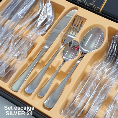 Set escajga silver 24 -1 , escajg za 6 osoba, escajg za rucavanje, pribor za jelo , elegantan set za rucavanje, zlatan set za rucavanje
