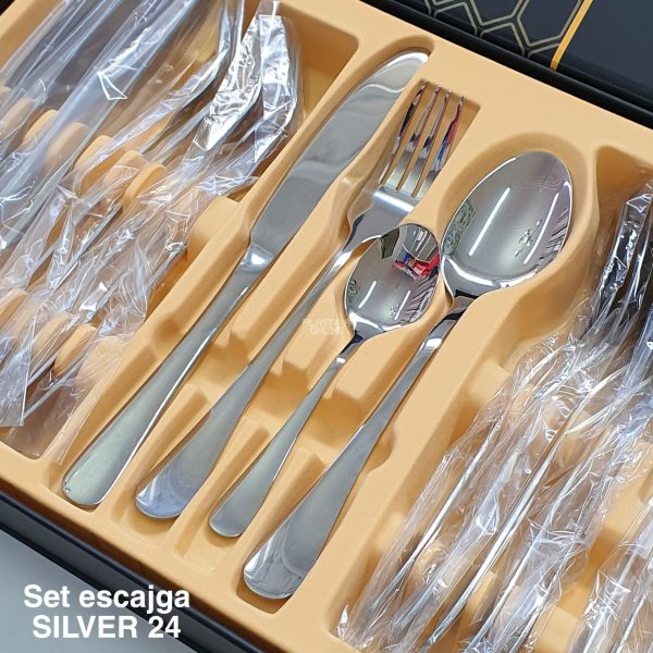 Set escajga silver 24 -1 , escajg za 6 osoba, escajg za rucavanje, pribor za jelo , elegantan set za rucavanje, zlatan set za rucavanje
