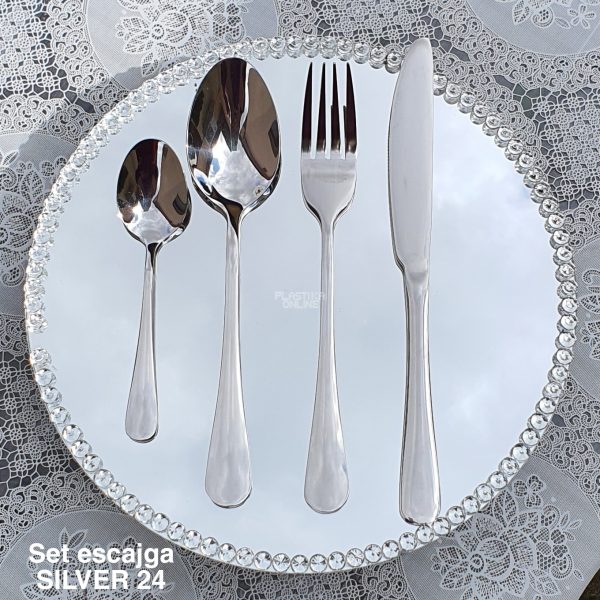Set escajga silver 24 -1 , escajg za 6 osoba, escajg za rucavanje, pribor za jelo , elegantan set za rucavanje, zlatan set za rucavanje