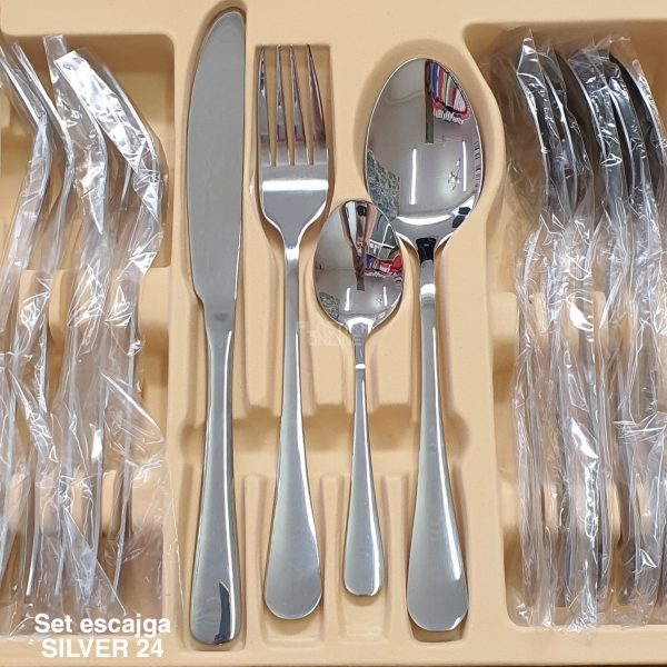 Set escajga silver 24 -1 , escajg za 6 osoba, escajg za rucavanje, pribor za jelo , elegantan set za rucavanje, zlatan set za rucavanje
