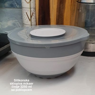 Silikonska sklopiva mikser činija 3250 ml, Sklopiva činija za kampovanje, Silikonska mikser činija, Činija za mikser sa poklopcem