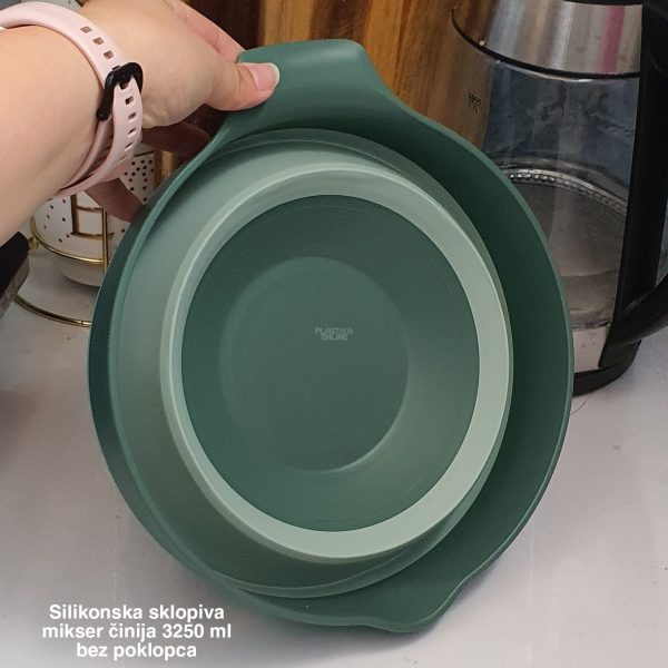 Silikonska sklopiva mikser činija 3250 ml bez poklopca, velika činija za miksanje , kuhinjska činija za miksanje, činija za miksanje sklopiva , Sklopiva činija za kampovanje,