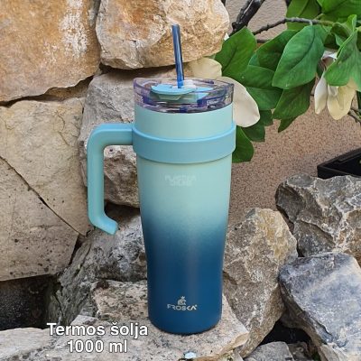 Termos šolja 1000 ml , velika termos šolja, termos šolja sa slamčicom, vodonepropusna termos šolja, termos šolja za kampovanje, termos šolja za posao 