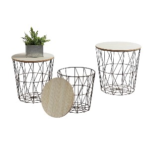Žičani klub sto – Set od 3 stola – crni
