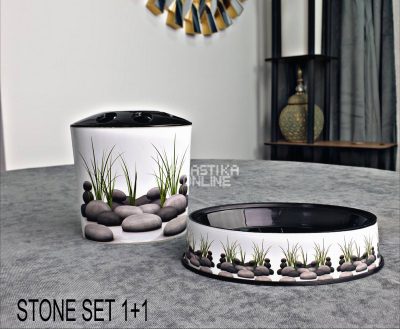 Kupatilski set 2/1 STONE ( držač za četkice, podmetač za sapun )