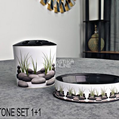 Kupatilski set 2/1 STONE ( držač za četkice, podmetač za sapun )
