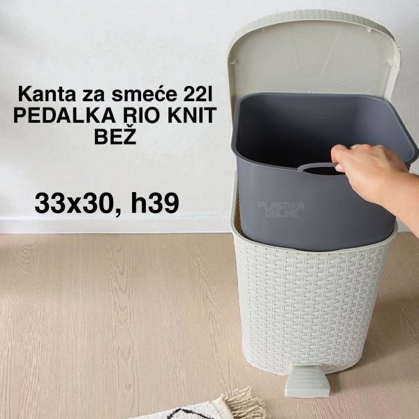 Kanta za smeće 22l pedalka RIO KNIT, kanta za otpad, kanta za smeće, kanta za kuhinju, kanta za kupatilo, kanta za kancelariju, pedalka bez